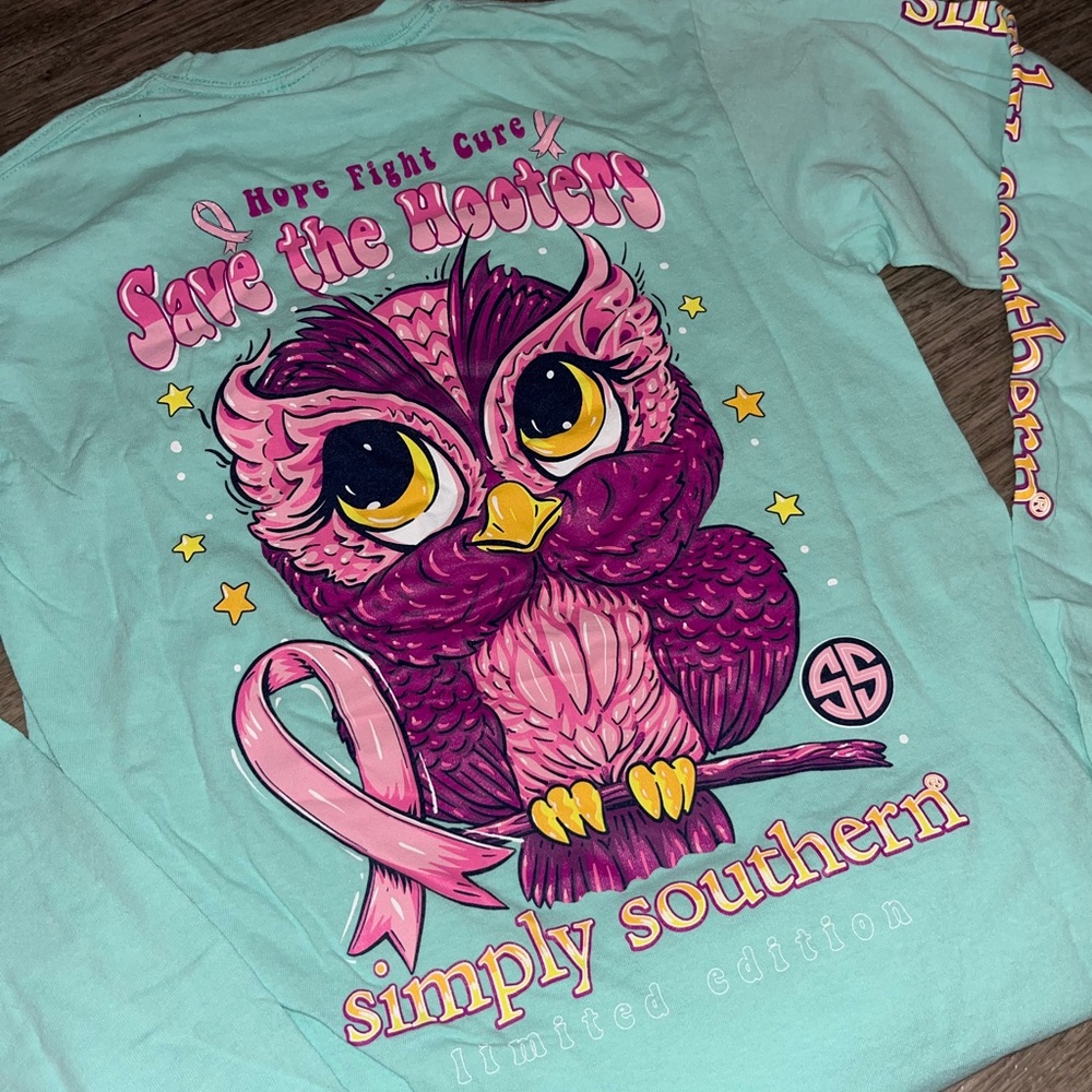 Simply Southern Owl Tee - Breast Cancer Awareness